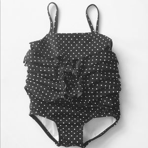 Gymboree ruffled black polka dot bathing suit